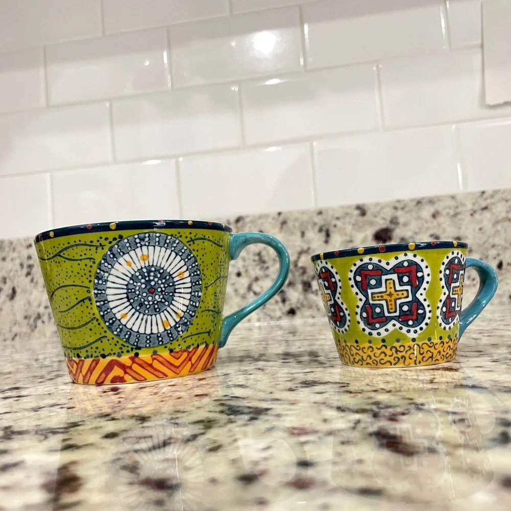 Anthropologie‎ Austin Flora Boho Ceramic Measuring Cups Replacement 1 & 1/3 Cups